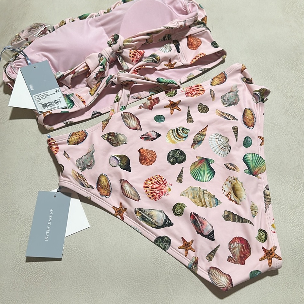 ANTONIO MELANI Lilac Shell-Print High-Waist Bikini - Picture 14 of 14